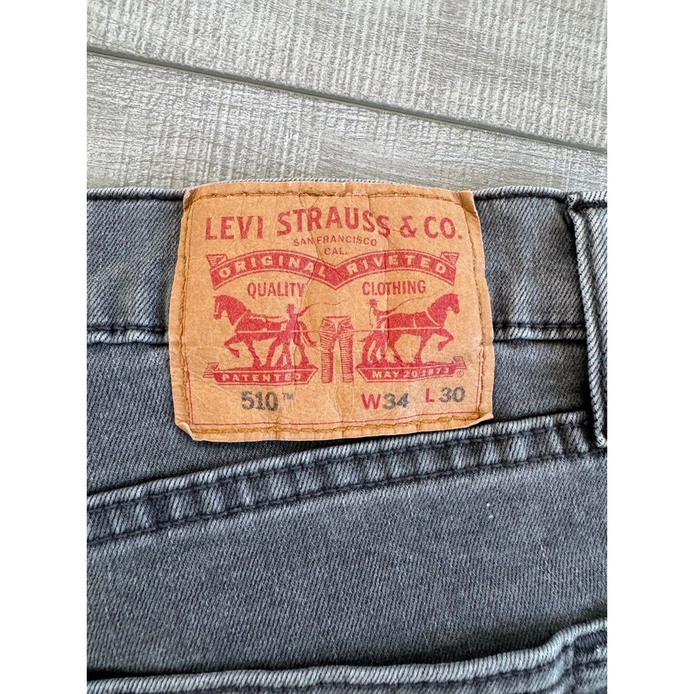 Levi's 510 Skinny Fit Men's Mid Rise Grey Denim Jean, size‎ 34 (A10) - Picture 2 of 13